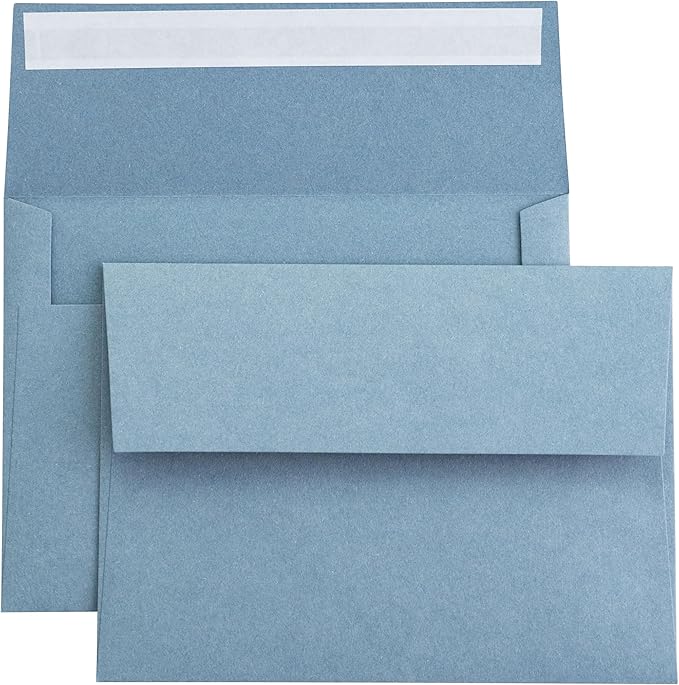 PONATIA 50 Pieces 5x7 Envelopes, Dusty Blue A7 Envelopes Self Seal for Weddings, Invitation Cards, Photos, Postcards, Greeting Cards Mailing, Baby Shower, Graduation, Christmas Gift Cards