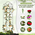 Idzo 60in 5ft 100% Metal Garden Trellises for Climbing Plants Outdoor, Heavy-Duty Steel Garden Trellis with Durable Powder Coating, Black