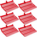 Lasnten 6 Pcs Manure Fork Replacement Head, 18 Tines Pitchfork Head with Screws and Nuts, Horse Manure Rake for Picking up Grass and Hay(Red)