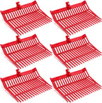 Lasnten 6 Pcs Manure Fork Replacement Head, 18 Tines Pitchfork Head with Screws and Nuts, Horse Manure Rake for Picking up Grass and Hay(Red)
