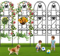 AMAGABELI Garden & Home 4 Pack Garden Trellis for Climbing Plants 60" x 18" Black Iron Trellis for Potted Plant Support Butterfly Metal Trellis for Climbing Roses Vine Flower Cucumber Clematis GT02