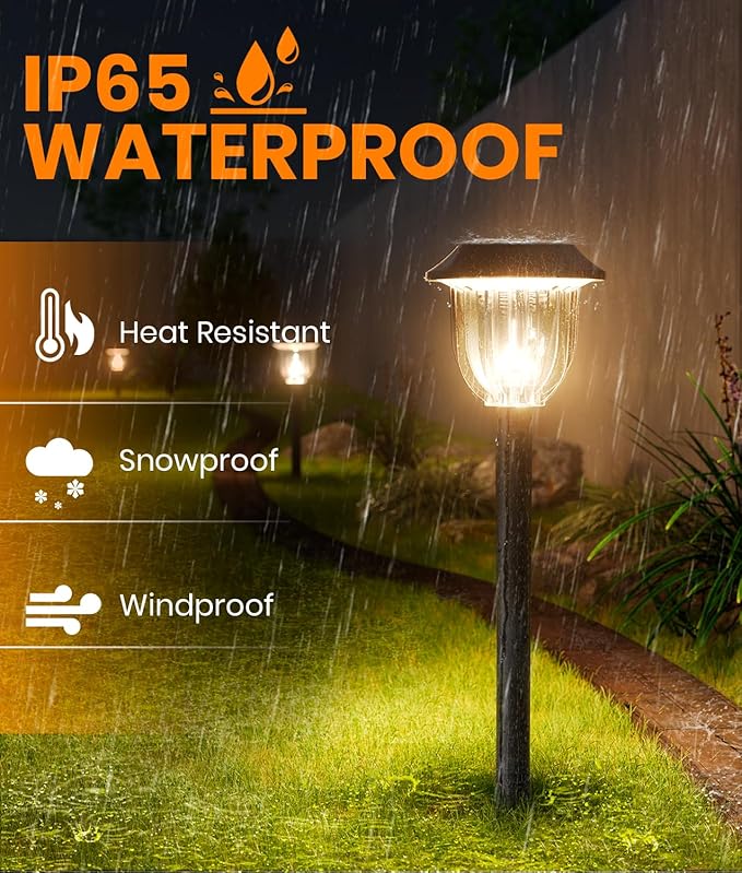 AOSEA Bright 10 Pack Solar Lights Outdoor IP65 Waterproof,LED Solar Lights for Outside,Landscape Lighting,Garden Decorative for Yard,Patio,Landscape,Pathway,Sidewalk,Driveway,Lawn (Warm)