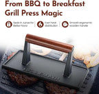 Bellemain Bacon Press Rectangle | Heavy-Duty Cast Iron Grill Press for Perfectly Seared Bacon, Steak & Sandwiches | Equalized Weight Distribution