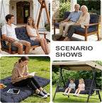 Outdoor Swing Cushions,Waterproof Swing Cushions 3 Seater Replacement with Backrest,Outdoor Thickened Bench Cushion with Ties for Porch,Patio,Backyard,Garden (Navy Blue 60 * 40 in)