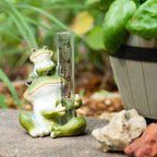La Crosse 704-4114 5 in. Table Standing Polyresin Frog Rain Gauge