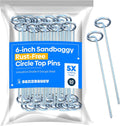 Sandbaggy 6-inch Circle Top Pins - Landscape Staples (Galvanized) - Garden Stakes for Landscaping, SOD - Heavy Duty Ground Stakes, Lawn Turf Spikes, Christmas Decorations, Weed Mats (50 Pins)