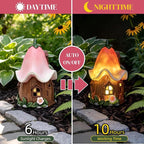 Solar Fairy Garden House, Whimsical Flower Cottage Fairy Figurines with Automatic Solar Lights, Hand-Painted Resin Garden Statue Unique Gift for Outdoor, Patio, Yard Art, Balcony, Porch Decor