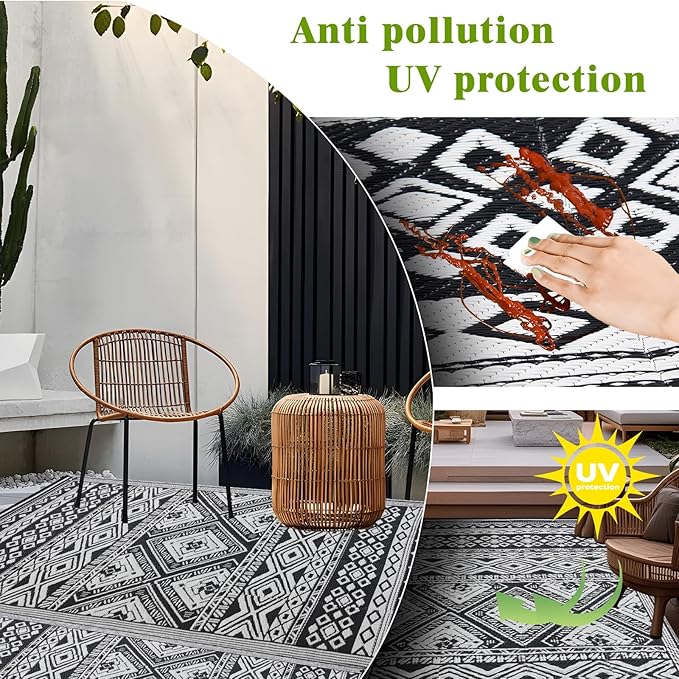 Outdoor Rug 5x8 ft Waterproof, Reversible Outdoor Plastic Straw Rug for Patios Clearance, Outdoor Area Rug Carpet RV Mat for Camping Backyard Deck Porch