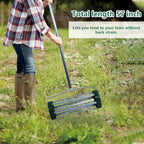 16-Inch Heavy Duty Rolling Lawn Aerator With Sharp Spikes & Anti-Slip Handle - Push Aerator for Garden, Yard - Manual Tool