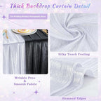 Silver Curtains Backdrop for Wedding Parties, Glitter Blrthday Drapes 4 Panels of 4.8x8FT Wrinkle Free Glitter Photo Backdrop Drapes