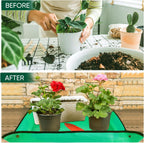 HKZ Repotting Mat for Indoor Plant - 26'' x 26'' Planting Mat Soil Mess Control, Portable Succulent Planting Potting Tray Waterproof Gardening Transplanting Bonsai Tools(Pale Green)