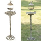 44.5" H Outdoor Metal Bird Bath Combo, Metal Bird Bath Bowl and Bird Feeder 2 in 1 Garden Yard Decoration