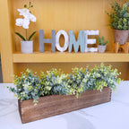 Winlyn Rustic Wooden Planter Box 17.3" L x 3.9" W x 3.9" H Brown Rectangular Planter Decorative Wood Box with Removable Plastic Liner Window Box for Farmhouse Wedding Home Garden Table Centerpiece.
