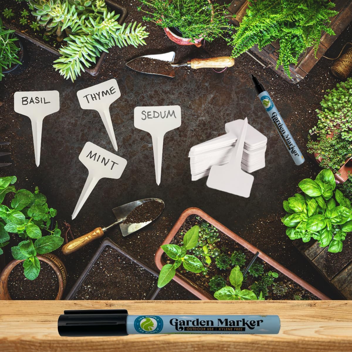 Permanent Black Markers - 4 Pack Garden Marker Pens (No Plant Tags) - 133 Supply