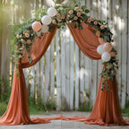 Wokceer Wedding Arch Draping Fabric Terracotta 2 Panels 28.7" x 20FT Sheer Drapes Backdrop for Ceremony, Birthday Party, Bridal Shower Decoration