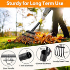 Garden Rake for Leaves, 65 inch Long Rake, 11 Tines Small Narrow Rake, Heavy Duty Metal Leaf Rakes with Adjustable Steel Handle for Lawns Yard Flower Bed Grass Mulch Shrub Camping Gardening