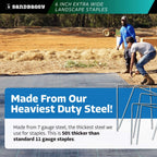 Sandbaggy 6" Wide Landscape Staples - Extra Heavy Duty: 7 Gauge Galvanized Steel - Hold Down Pipes, Landscape Fabric, Ground Cover, Erosion Control Netting, Sod, & Turf (300, 6" W x 8" L)