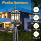 Large Outdoor Post Lights,19.21" 3-Light Lamp Post Light Fixture,Hardwired 120V Exterior Waterproof Pole Lighting,Modern Black Aluminum Lantern for Garden, Yard, Patio, Pathway