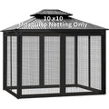 Gazebo Universal Replacement Mosquito Netting, 10' x 10' Outdoor Canopy Net Screen 4-Panel Sidewall Gazebo Curtains, with Zippers, Easy to Install, Fit for Most Gazebos 10x10 Canopy，Patio （Black）