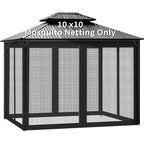 Gazebo Universal Replacement Mosquito Netting, 10' x 10' Outdoor Canopy Net Screen 4-Panel Sidewall Gazebo Curtains, with Zippers, Easy to Install, Fit for Most Gazebos 10x10 Canopy，Patio （Black）