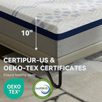BedsPick 10 Inch Queen Gel Memory Foam Mattress in a Box, Medium-Firm Feel for Back Pain Relief, Fiberglass Free, Motion Isolation, CertiPUR-US Certified