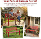 Garvee Outdoor Metal Garden Bench for 2 Person, Heavy Duty Steel Patio Bench 790 Lbs Capacity, Weather Resistant Black Porch Seating with Geometric Backrest, Outdoor Furniture for Yard, Deck, Entryway