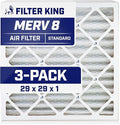 Filter King 29x29x1 Air Filter | 3-PACK | MERV 8 HVAC Pleated A/C Furnace Filters | MADE IN USA | Actual Size: 28.5 x 28.5 x .75"