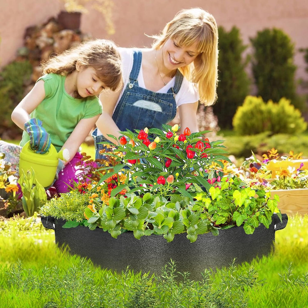 2-Pack 15 Gallon Grow Bags,Round Fabric Raised Garden Beds with 2 Handles,Durable Garden Planter Cloth Pots Container to Grow Vegetables for Outdoor Plants