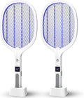 WBM SMART 2 in 1 Electric Bug Zapper, Mosquitoes Trap Lamp & Racket, USB Rechargeable Electric Fly Swatter for Home and Outdoor Powerful Grid 3-Layer Safety Mesh Safe to Touch, Pack of 2