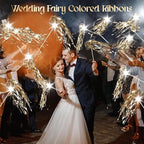 100 pcs Wedding Wands Light up with LED Tinsel Wedding Streamers for Wedding Send off and Greeting Ideal Props for Weddings, Birthday Parties, Christmas Cheerleading Games (Champagne)