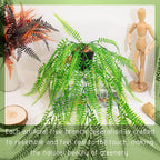 Small Artificial Hanging Plant for Shelf Fake Plant Potted Boston Ferns Faux Trailing Leaves Plant for Indoor Outdoor Aesthetic Office Living Room Shelf Decor (Black Pot)