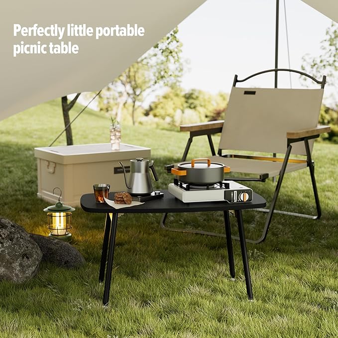WOHOMO Folding Coffee Table Small Black Coffee Tables for Living Room Portable Simple Modern Rectangular Center Table for Small Spaces,No Assembly, 31.5 * 15.7 * 17.7IN, Black