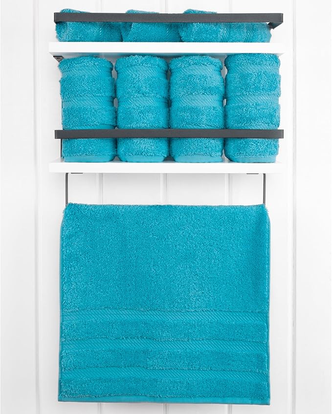 American Soft Linen Luxury Hand Towels for Bathroom, 600 GSM 100% Cotton Turkish 4 Piece Hand Towel Set, 600 GSM Hand Face Towels for Kitchen, Aqua Blue Hand Towels