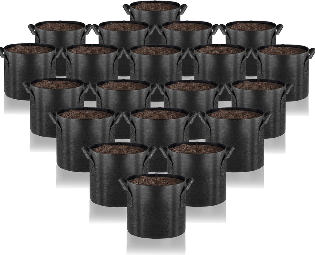 Gardenera Heavy Duty Fabric Planters - 20-Pack 3 Gallon Grow Bags with Sturdy Handles, Ideal for Indoor and Outdoor Planting
