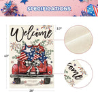AVOIN colorlife Welcome Patriotic 4th of July Truck House Flag 28x40 Inch Double Sided, Rustic Farmhouse Yard Outdoor Decoration