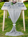 MDS Halloween Chiffon Table Runner - 25 Pack, 29 x 170 Inches, 14ft Each - Sheer Spooky Table Runners for Haunted House Parties, Trick-or-Treat Tables, Witchy Décor, Wedding & Events - Gray