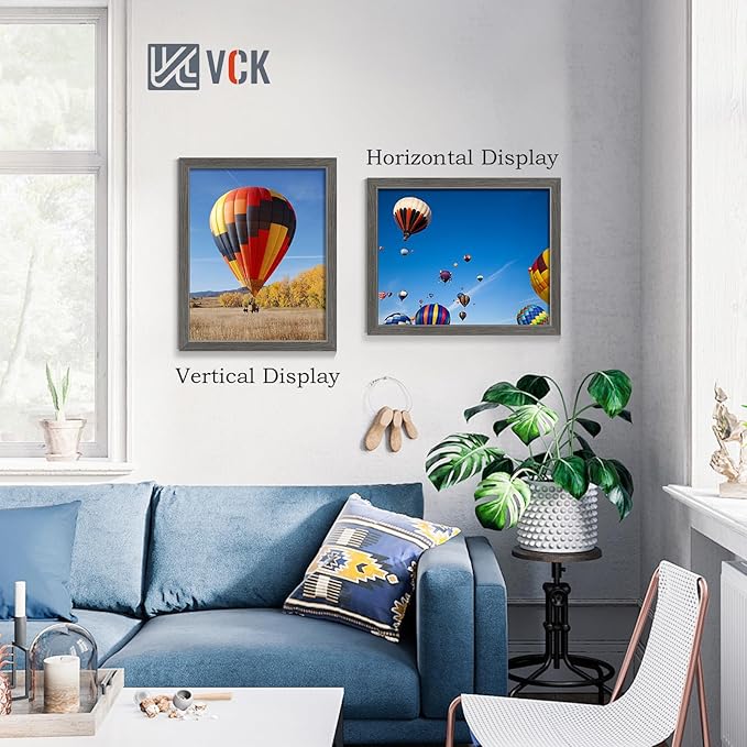 VCK 16x20 Picture Frame Set of 4 - Grey, Gallery-Quality Wood Poster Frames, 1.1-Inch Wide Border, Polished Plexiglass, Vertical or Horizontal Wall Display for Photo/Art/Prints, Grey