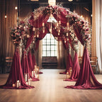 Wokceer Wedding Arch Draping 2 Panels 28.7" x 20FT Burgundy Sheer Fabric Backdrop for Ceremony, Birthday Party, Bridal Shower Decoration