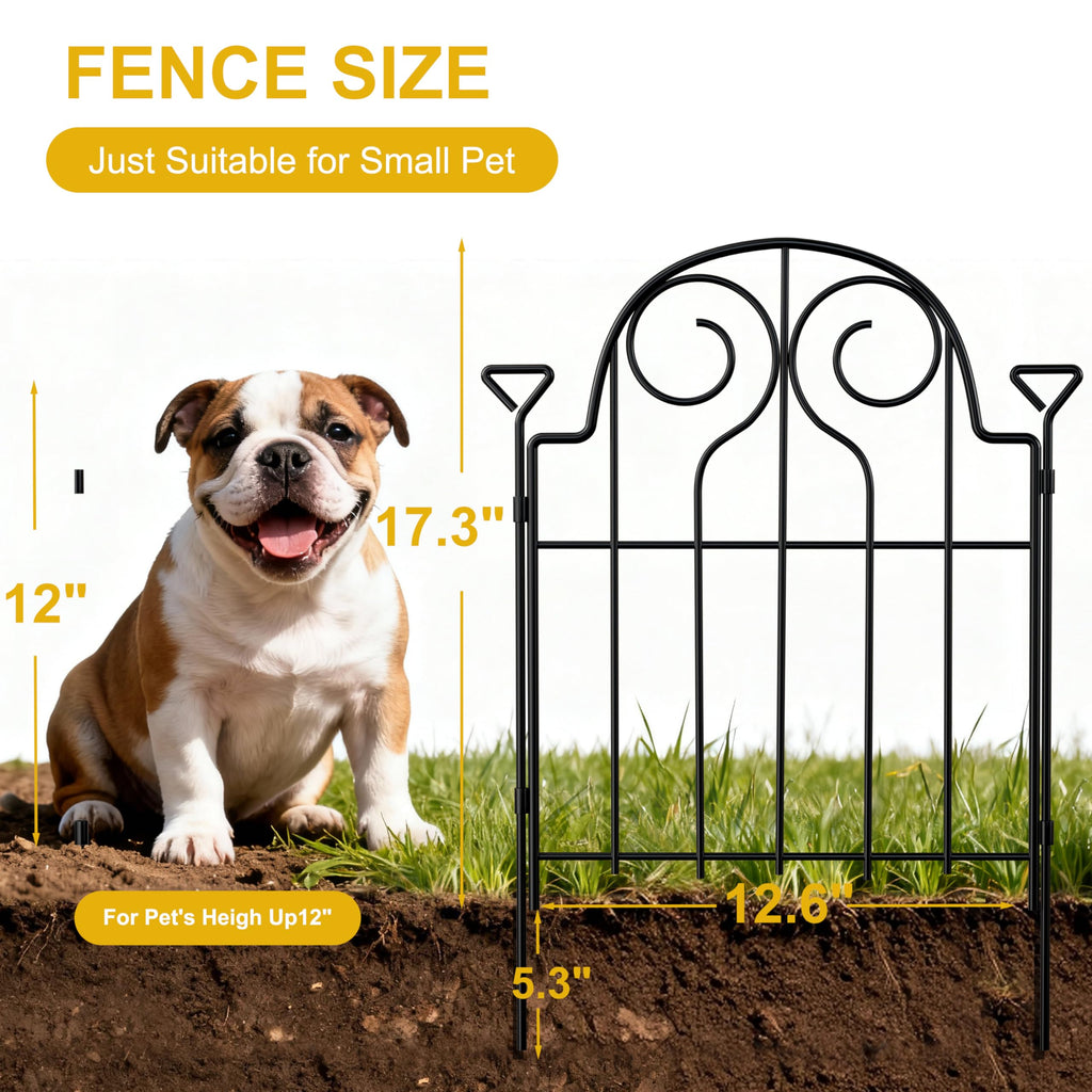 Decorative Garden Fence 17in x10ft,10 Panels Rustproof Metal No Dig Fence