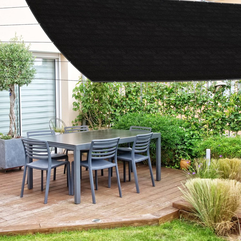 SPORTYOUTH 70% Shade Cloth for Patio, 10x50 ft Mesh Tarp with Grommets, UV Resistant Black Sunblock Sun Shade Netting Cover for Garden, Greenhouse, Chicken Coop, Pergola, RV, Canopy, Barn Kennel