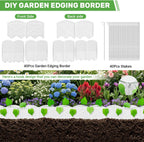 Vashly 40Ft Edging for Landscaping 5.9inch Tall Garden Edging with 40Pcs Anchoring Stakes, 40Pcs White Garden Edging Border Landscape Edging Flower Bed Edging Borders