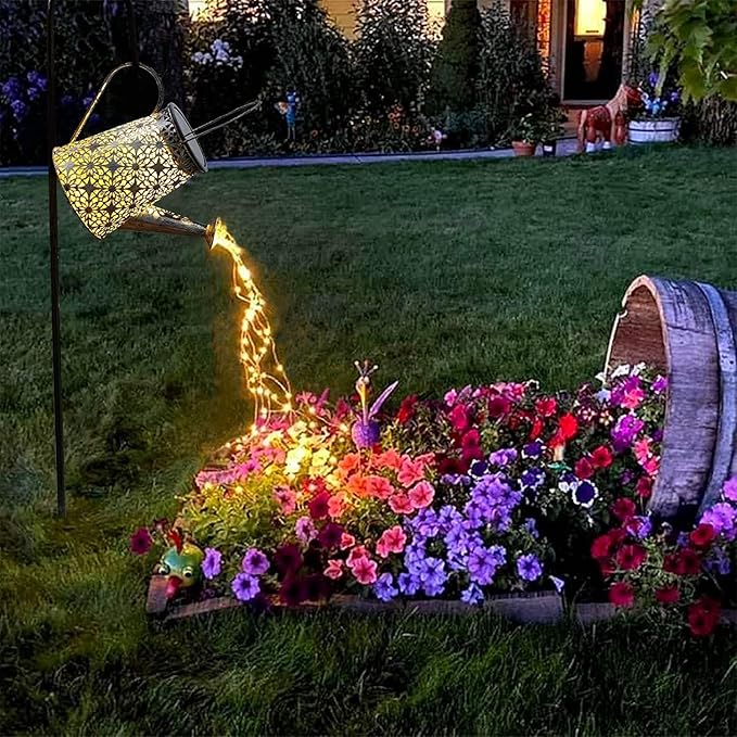Solar Lights Outdoor Decorative, Metal Solar Watering Can Lights Waterproof, Large Hanging Garden Decor Yard Lights Outside Patio Lawn, Gifts for Mom Grandma Women Birthday Christmas