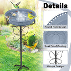YOADEHOA Bird Bath for Outside, Garden Freestanding Birdbath & Birdfeeder with Removable Bowl, Bird Baths Feeder for Outdoors Garden Patio Yard Lawn Decor, 5-Pronged Base & Easy to Clean(Grey)