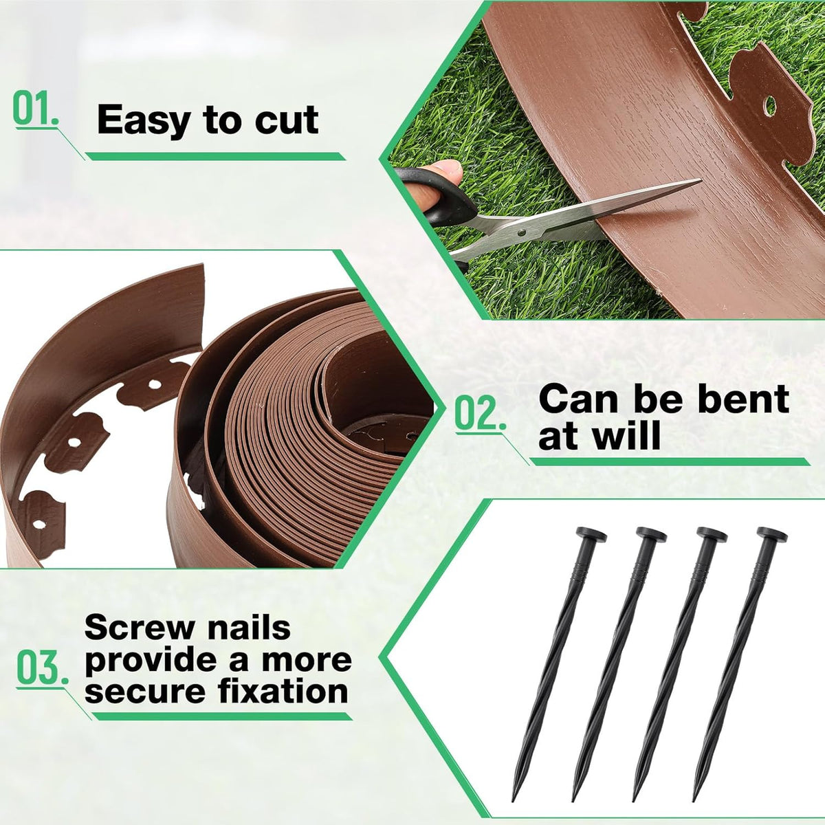 100ft Landscape Edging 4 Inch Tall Garden Edging Borders No Dig Lawn Border with 90 Anchoring Spikes Mini Plastic Fence for Landscaping Yard Lawn Garden Grass Flower Beds Home
