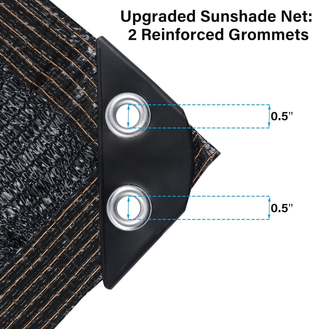 winemana Black Shade Cloth 90%, 5x10 FT Mesh Tarp - Garden Shade for Greenhouse, Patio, Vegetables, Plants Cover and Chicken Coops, Sun Shade Net for Outdoor Protection with Reinforced Grommets