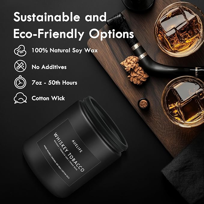 Scented Candles Set | Gifts for Men - 4Pack Candle Masculine Candle, Soy Candles for Home Scented, Aromatherapy Gifts Scents of Caramel Coffee/Whiskey Tobacco/Rum & Oak/Vintage Leather