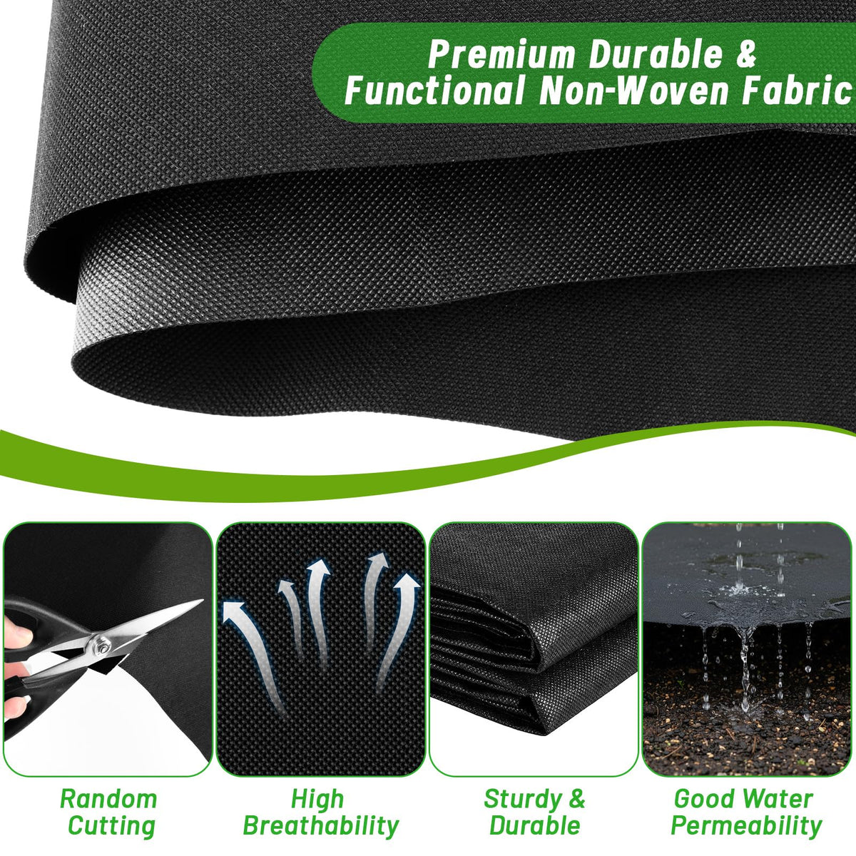 EcoBrisa 2PCS 63 * 83IN Raised Garden Bed Liner, Non Woven Fabric for Large Veg Trough, Cuttable Plant Liner Keeps Soil Contained & Water Drainage for Outdoor Planter Veg Trough
