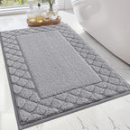 LUMI Bathroom Rugs, Ultra Soft Absorbent Bath Mat for Shower, Non Slip Washable Bath Rugs with Rubber Backing, Microfiber Plush Quick Dry Floor Mat for Bathtub, Floor, Grey, 17x30