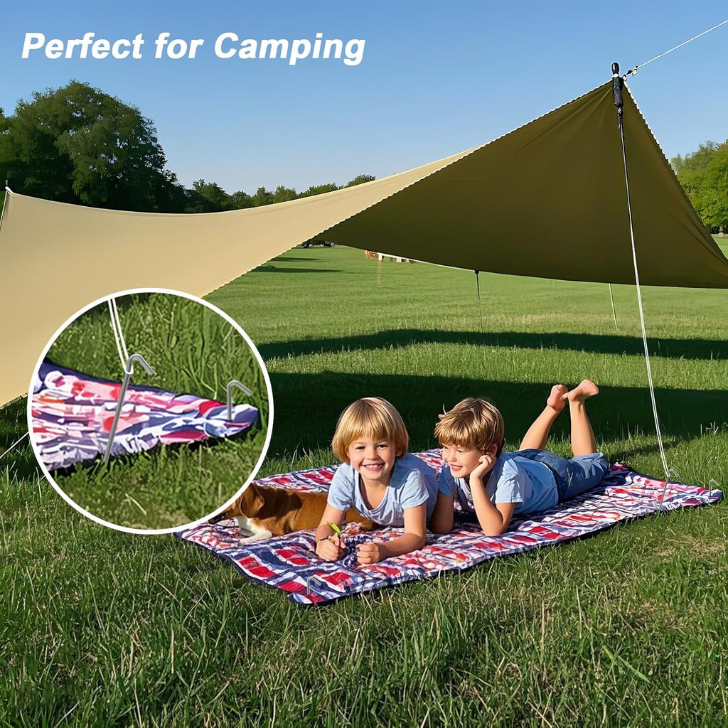 AAGUT Tent Stakes Heavy Duty Metal 9 Inch, 8 Pack Rust-Resistant Galvanized Steel Camping Stake Garden Edging Fence Hooks Yard Tent Pegs for Inflatable, Tarp, Outdoor Christmas Decorations