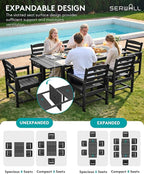 SERWALL Outdoor Dining Chairs Set of 2, All-Weather HDPE Patio Chairs, Black